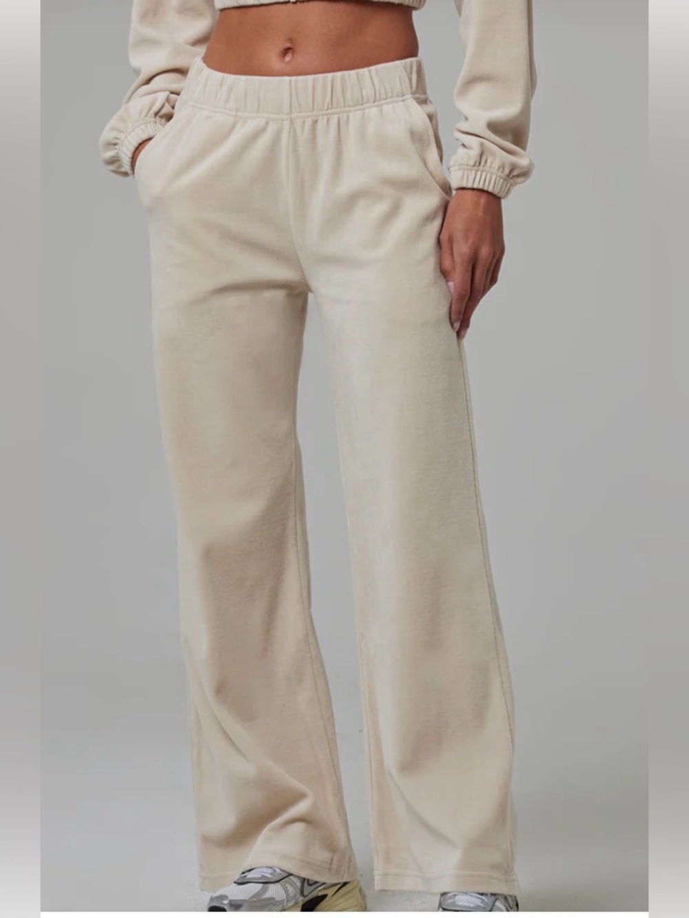 Women's Talentless Bone Colored Elastic Waist Waffle Lounge Pants XS